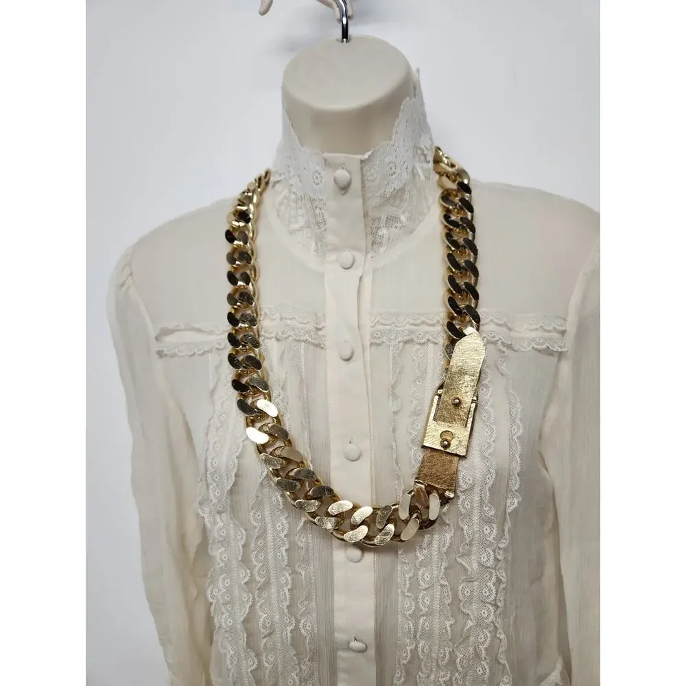 Iconic Vintage Accessocraft Gold Tone Jumbo Miami Curb Link Chain Belt/Necklace